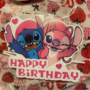 Stitch and Angel Birthday Cake Topper